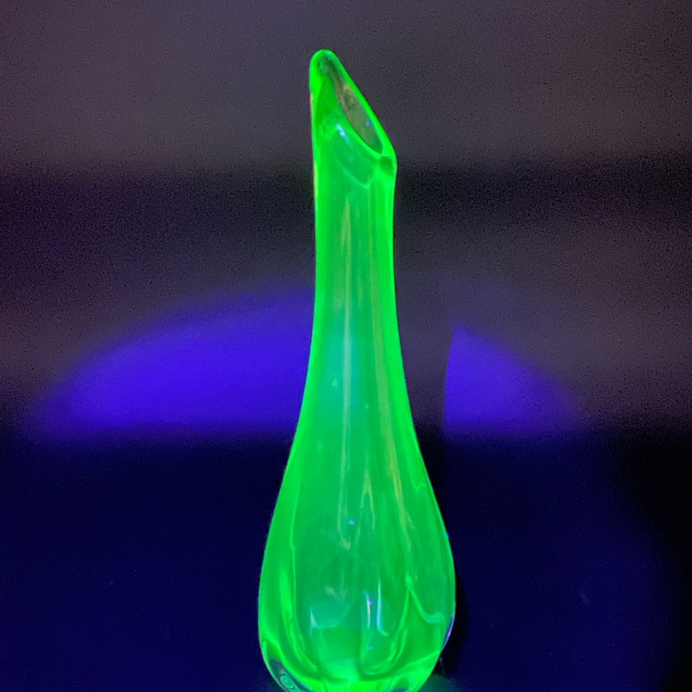 Uranium handblown art glass vase/decanter (water stained, minor scratches)